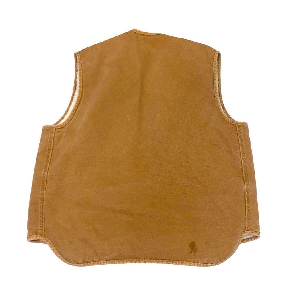 VTG Carhartt Duck Canvas Vest Jacket Sherpa Lined Adult Large TALON ZIP - Picture 2 of 5